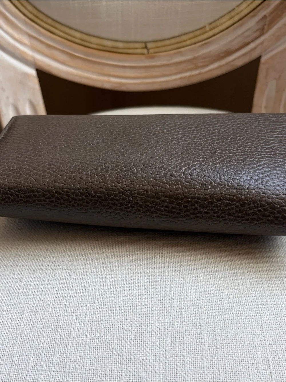 GUCCI brown/pink pebbled leather long wallet